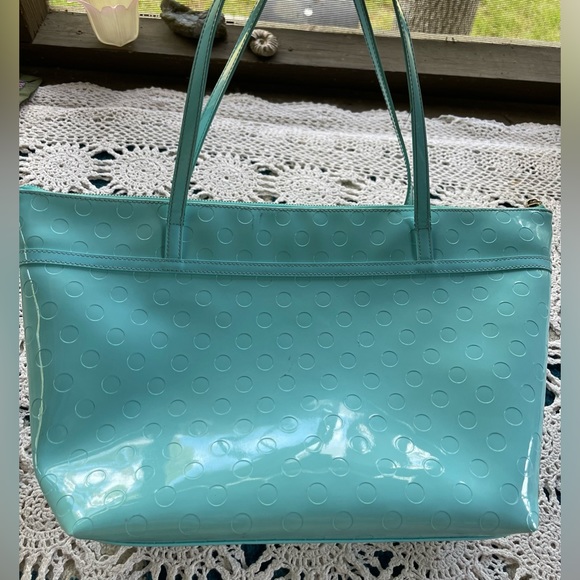 Kate Spade Patent Camilla Large Zippered Tote in Robins Egg Blue GUC - Picture 5 of 11